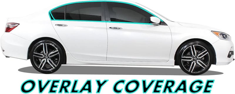 SlickMod Chrome Delete Blackout Vinyl Overlay for 2013-2017 Honda Accord Sedan Window Trim (Gloss Black) - Image 2