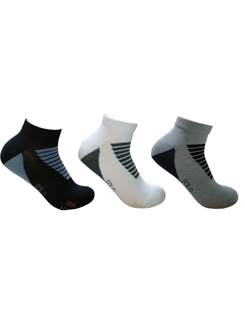 Solo Men Sneaker Heal&Toe Terry Pack of 3 Socks