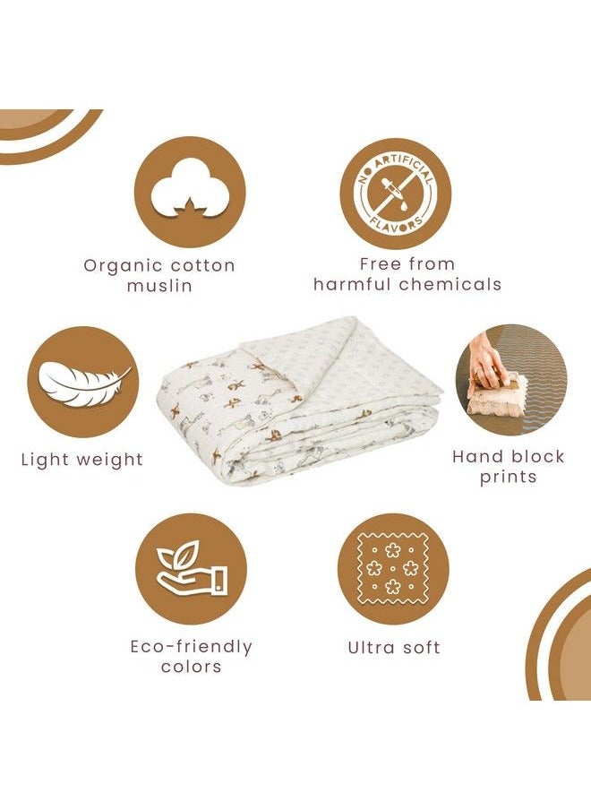 MOM'S HOME - Organic Cotton Baby Quilt Light Winter Blanket 03 Year110X120 Cmjungle Safari - Image 1