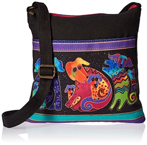 Zeckos Laurel Burch Artistic Totes Crossbody 10 inch X 10 inch Dog Hobo Canvas Handbag - Image 1