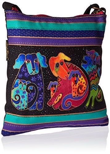 Zeckos Laurel Burch Artistic Totes Crossbody 10 inch X 10 inch Dog Hobo Canvas Handbag - Image 2