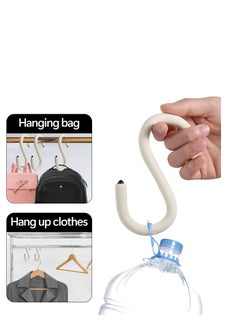 Excefore 3 PCS S Shape  Purse Closet Hooks, Reusable Unique Design Utility Hooks, Flexible Neck for Easy Twist & Lock, Suitable for Hanging Bags, Purses, Handbags, Scarves,Cabinet Lock (White)  - Image 4