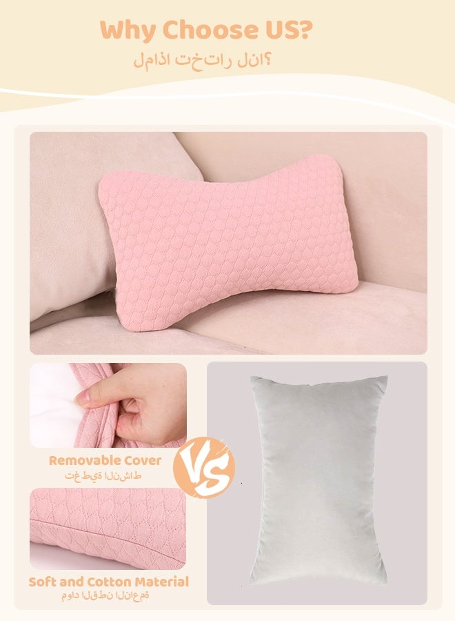 vocheer Small Pillows for Sleeping, Neck Pillow & Lumbar Support, Travel Pillow for Airplane, Car, Office & Home - Soft & Washable Mini Pillow for Side Sleepers, Pink-1pc - Image 3