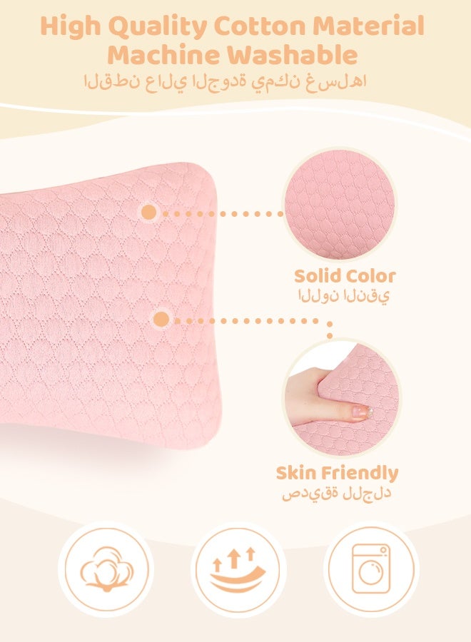 vocheer Small Pillows for Sleeping, Neck Pillow & Lumbar Support, Travel Pillow for Airplane, Car, Office & Home - Soft & Washable Mini Pillow for Side Sleepers, Pink-1pc - Image 2