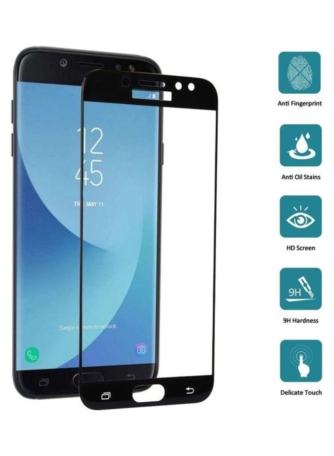 BGM Surface Hardness 3D Curved Silk-Full Tempered Glass Screen Protector For Samsung Galaxy J7 Pro Clear/Black - Image 3
