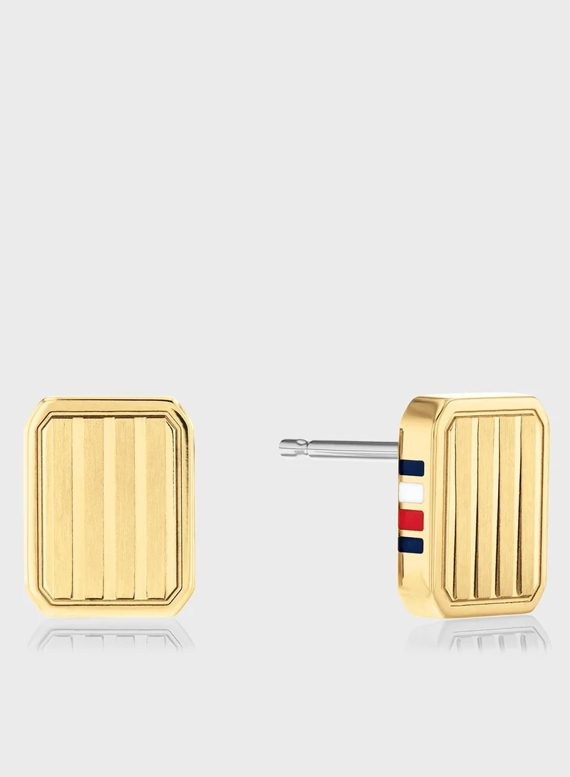 TOMMY HILFIGER Ionic Plated Thin Gold 2 Steel Stud Earrings