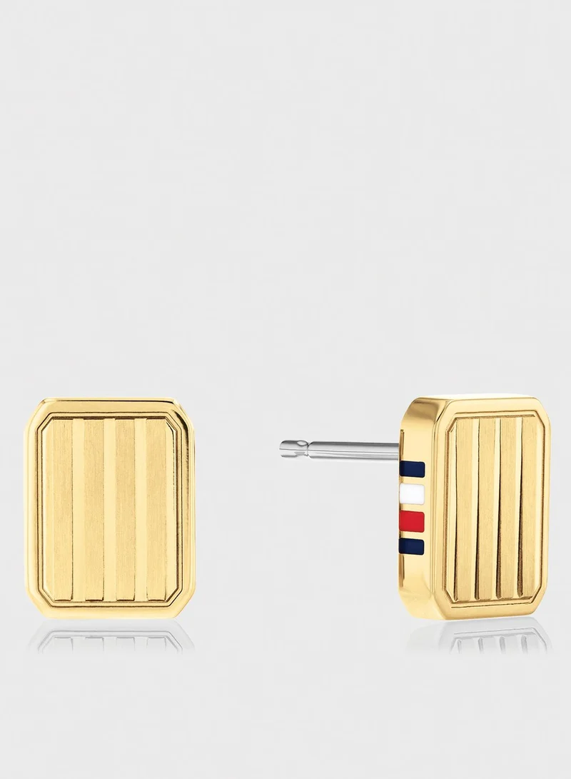 TOMMY HILFIGER Ionic Plated Thin Gold 2 Steel Stud Earrings