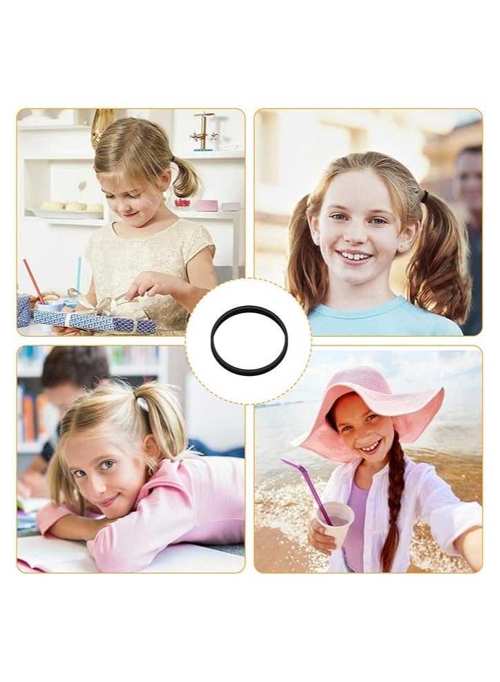 توك استك للشعر، توك شعر استك مضادة للانزلاق للبنات، توك مرنة ناعمة لشعر الأطفال - 200 قطعة - أسود - Image 2