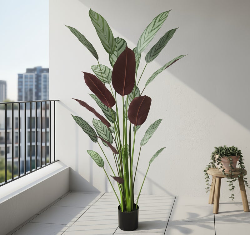 شاربدو شجرة كالاثيا صناعية بشعيرات اصطناعية ارتفاع 180 سم مع أوراق واقعية، شجرة مزيفة موضوعة في وعاء تحاكي الطبيعة لتزيين المنزل أو المكتب أو غرفة المعيشة أو الشرفة، شجرة كبيرة اصطناعية للديكور وأعمال DIY - Image 3