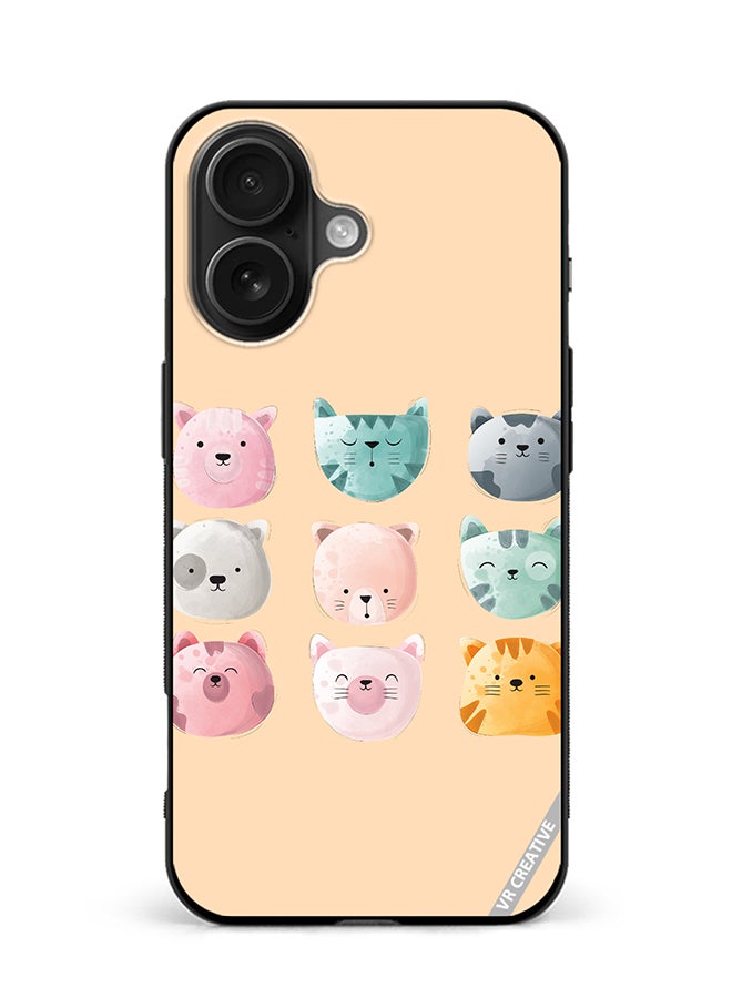 Protective Case Cover For Apple iPhone 16 Cute Faces Design Multicolour