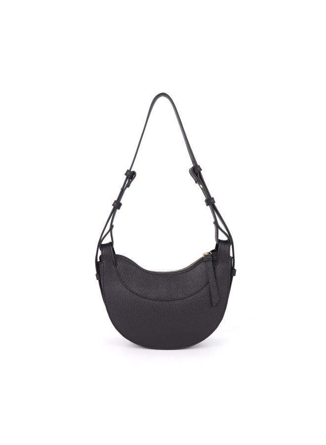 Half Moon Bag Adjustable Shoulder Strap Crossbody Shoulder Bag Women Crescent Bag Three-use Underarm Bag-Colour:Black  - Image 1