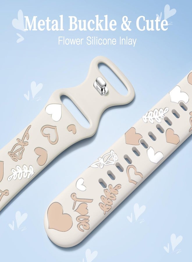 Witzon Cute Floral Band Compatible with Apple Watch Bands for Women 40mm 41mm 42mm 38mm 44mm 45mm 46mm 49mm, Engraved Flower Soft Silicone Dressy Strap for iWatch Series 11 10 9 8 7 6 5 4 SE 3 2 1 - Image 4