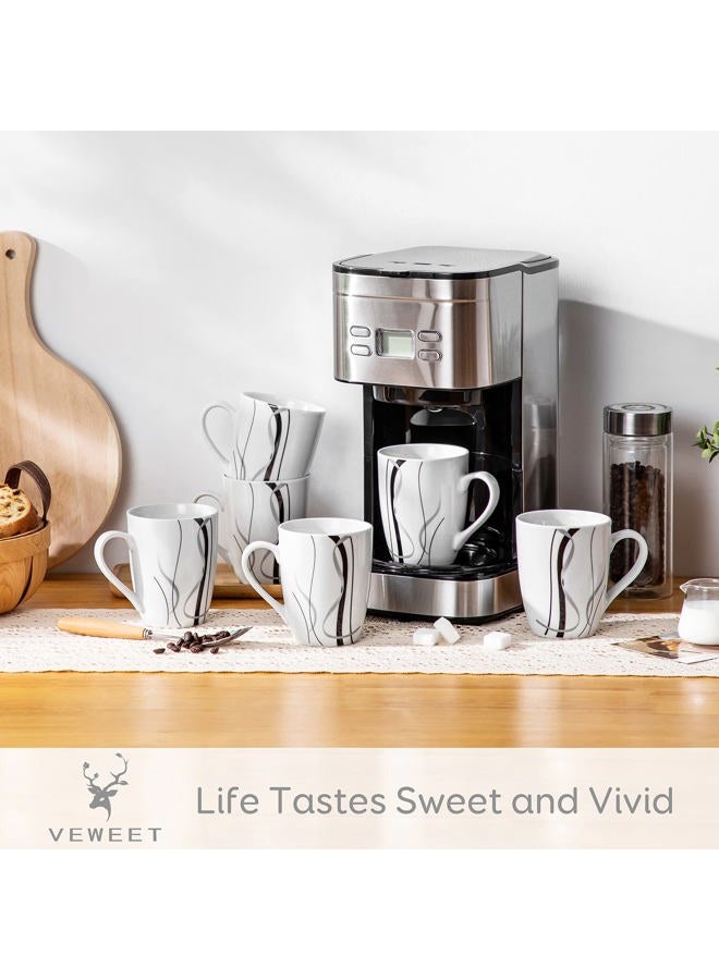 VEWEET Ceramic Coffee Mug Set of 6, 11 OZ Coffee Cups with Big Handle, White Mugs Set Tea Cup Set Latte Cups, Microwave Dishwasher Safe, Series Fiona - Image 2
