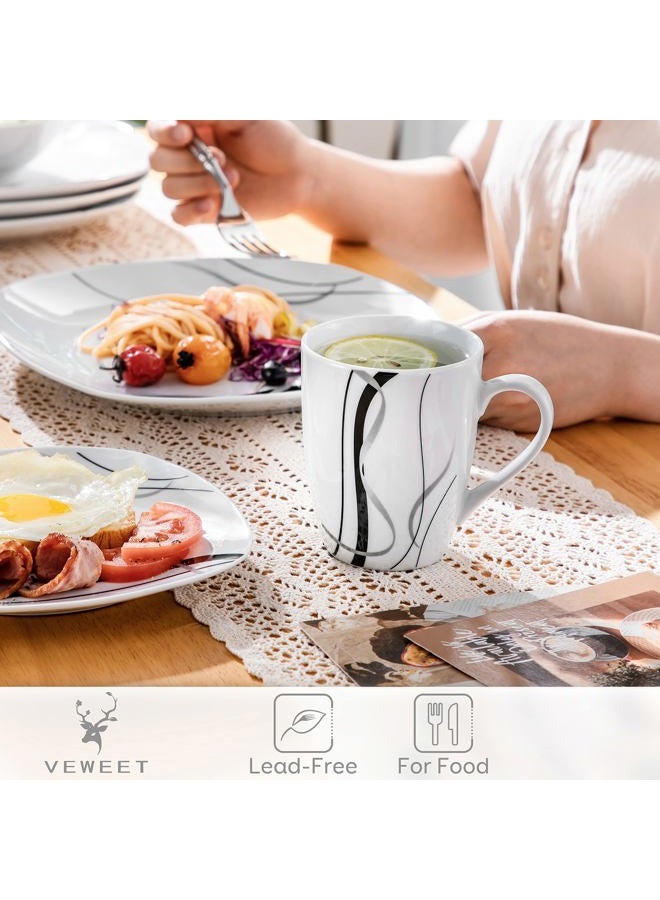 VEWEET Ceramic Coffee Mug Set of 6, 11 OZ Coffee Cups with Big Handle, White Mugs Set Tea Cup Set Latte Cups, Microwave Dishwasher Safe, Series Fiona - Image 4