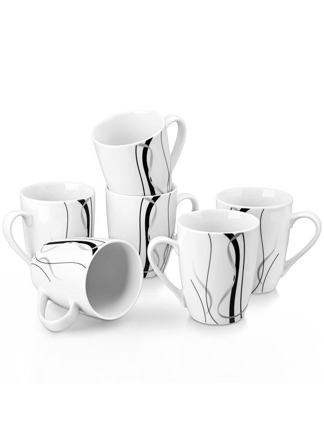 VEWEET Ceramic Coffee Mug Set of 6, 11 OZ Coffee Cups with Big Handle, White Mugs Set Tea Cup Set Latte Cups, Microwave Dishwasher Safe, Series Fiona - Image 1