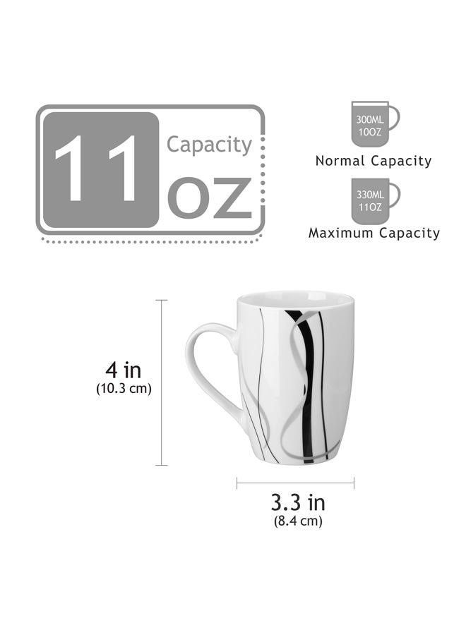 VEWEET Ceramic Coffee Mug Set of 6, 11 OZ Coffee Cups with Big Handle, White Mugs Set Tea Cup Set Latte Cups, Microwave Dishwasher Safe, Series Fiona - Image 3