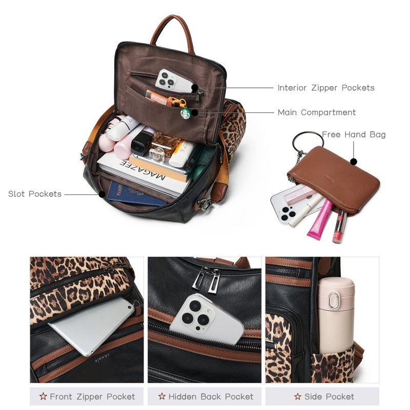 Shrrie Backpack Purse for Women Leather Backpack Fashion Designer Travel Backpack Convertible Shoulder Bag - Image 4