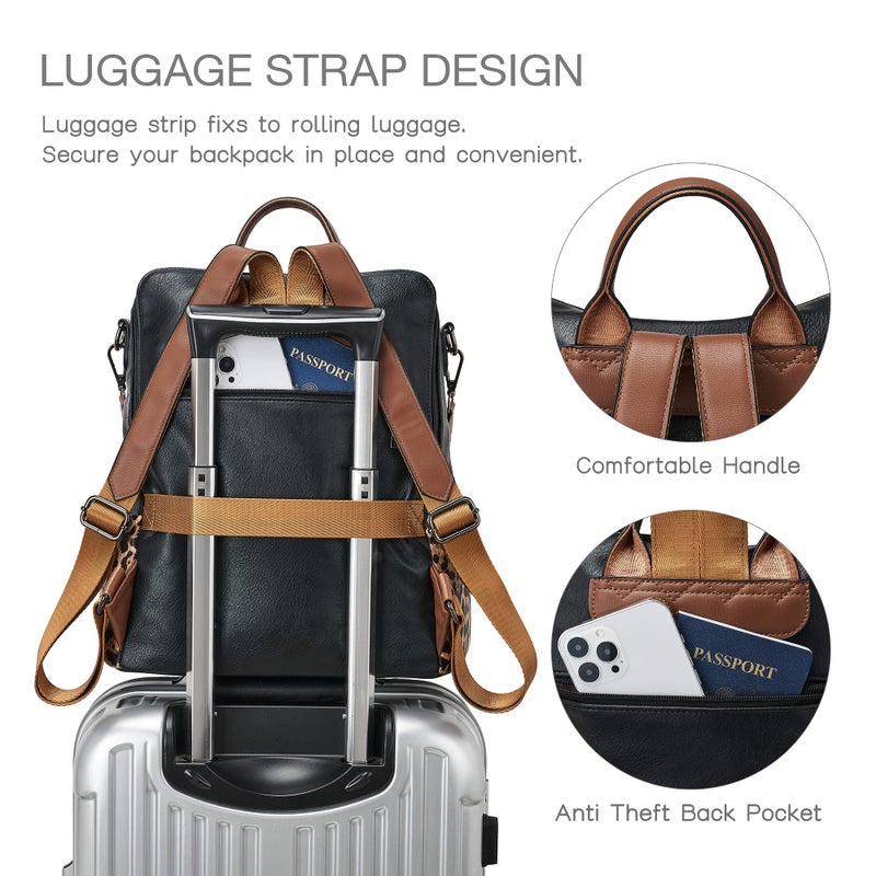 Shrrie Backpack Purse for Women Leather Backpack Fashion Designer Travel Backpack Convertible Shoulder Bag - Image 2