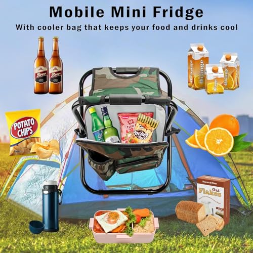 Kikerike Folding Stool Backpack Insulated Cooler Bag, Collapsible Camping Hunting Fishing Multifunction Chair with Front Pocket and Bottle Pocket for Outdoor Events, Hiking, Travel, Beach - Image 3