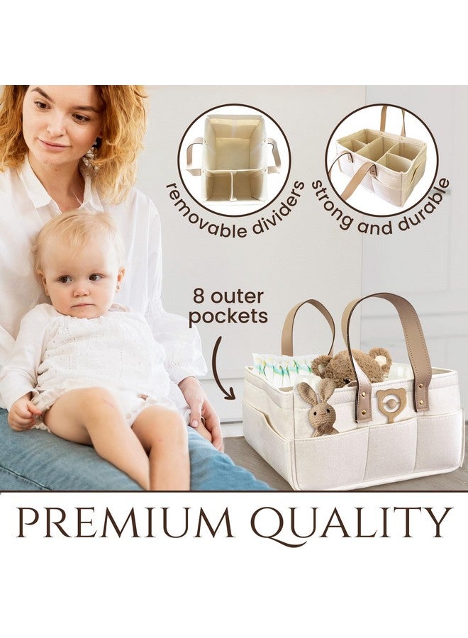 Diaper Caddy with Leather Handle, Adjustable Storage - Diaper Caddy Organizer , Diaper Bag Tote - Collapsible Diaper Organizer for Baby Essentials  - Image 1