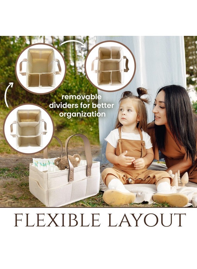 Diaper Caddy with Leather Handle, Adjustable Storage - Diaper Caddy Organizer , Diaper Bag Tote - Collapsible Diaper Organizer for Baby Essentials  - Image 3