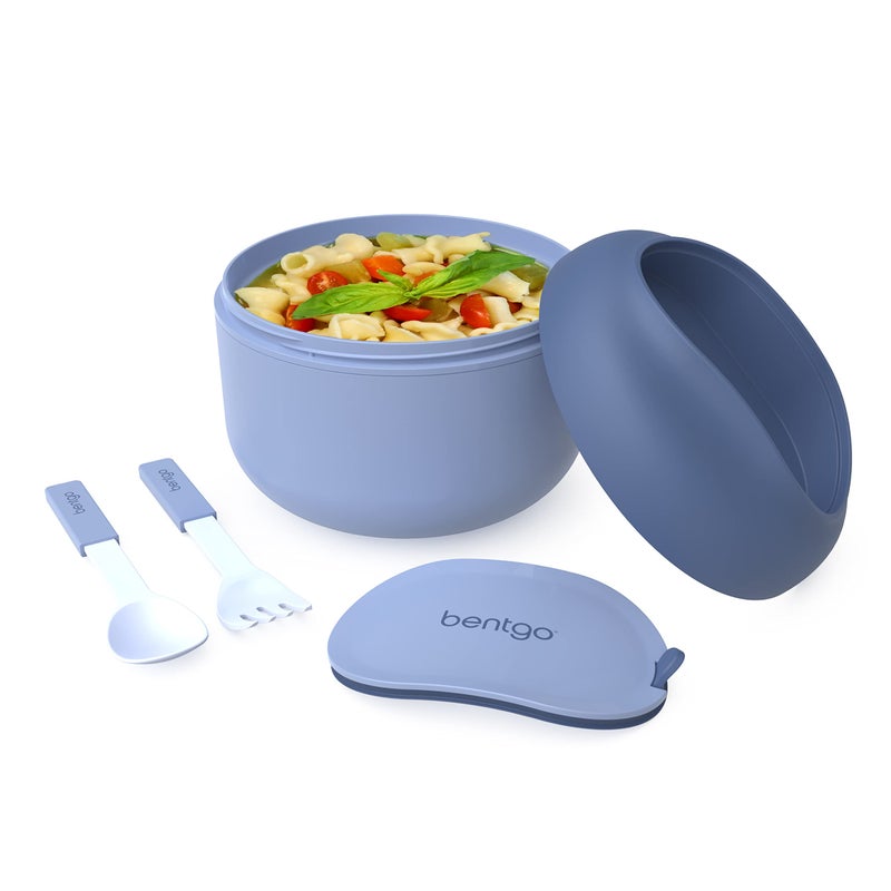 Bentgo Bowl - Insulated Leak-Resistant Bowl with Snack Compartment  Collapsible Utensils and Improved Easy-Grip Design for On-the-Go - Holds Soup  Rice  Cereal & More - BPA-Free  21.2 oz (Slate) - Image 1