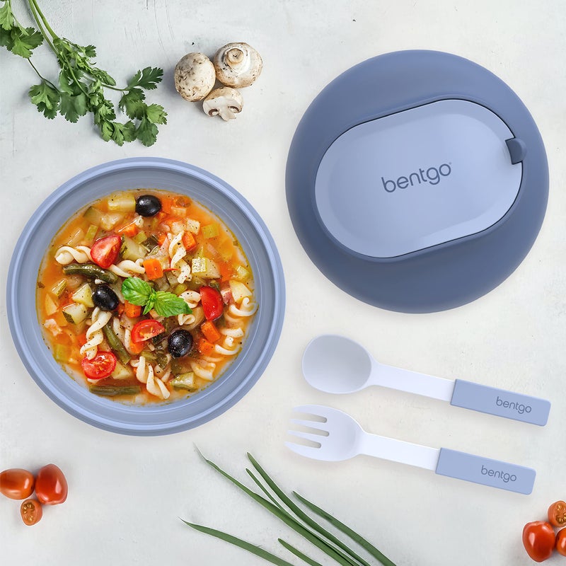 Bentgo Bowl - Insulated Leak-Resistant Bowl with Snack Compartment  Collapsible Utensils and Improved Easy-Grip Design for On-the-Go - Holds Soup  Rice  Cereal & More - BPA-Free  21.2 oz (Slate) - Image 2