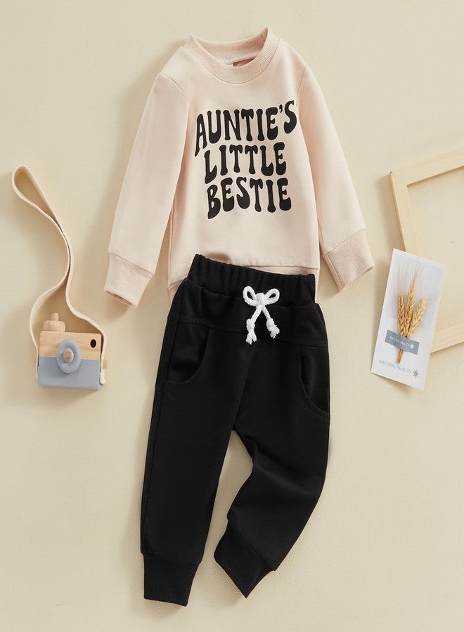 SAYOO Aunties Bestie Baby Clothes Gender Neutral Baby Boy Girl Long Sleeve Sweatshirt Pullover Pant Fall Solid Color Outfit (K Black, 0-6 Months) - Image 3