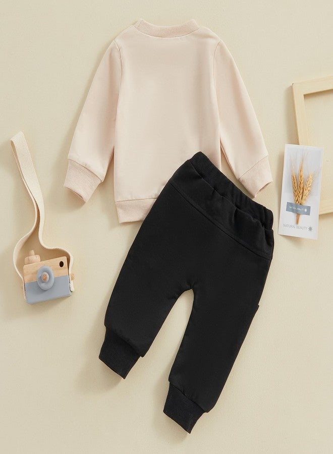 SAYOO Aunties Bestie Baby Clothes Gender Neutral Baby Boy Girl Long Sleeve Sweatshirt Pullover Pant Fall Solid Color Outfit (K Black, 0-6 Months) - Image 4