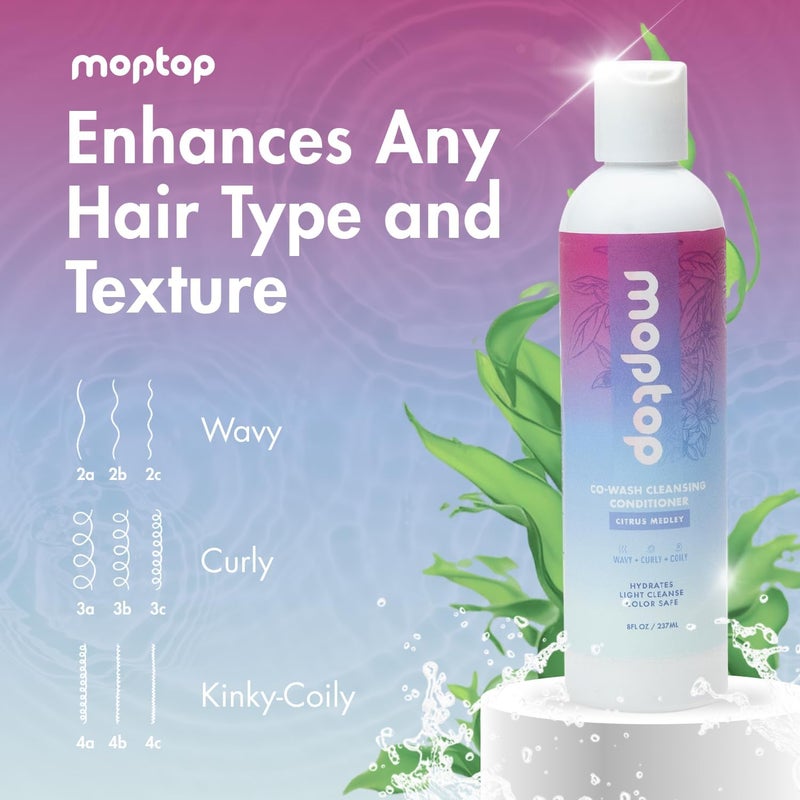 MopTop Co-Wash Cleansing Conditioner - 8oz for Wavy, Curly & Kinky-Coily Hair with Aloe, Sea Botanicals & Honey - Image 3