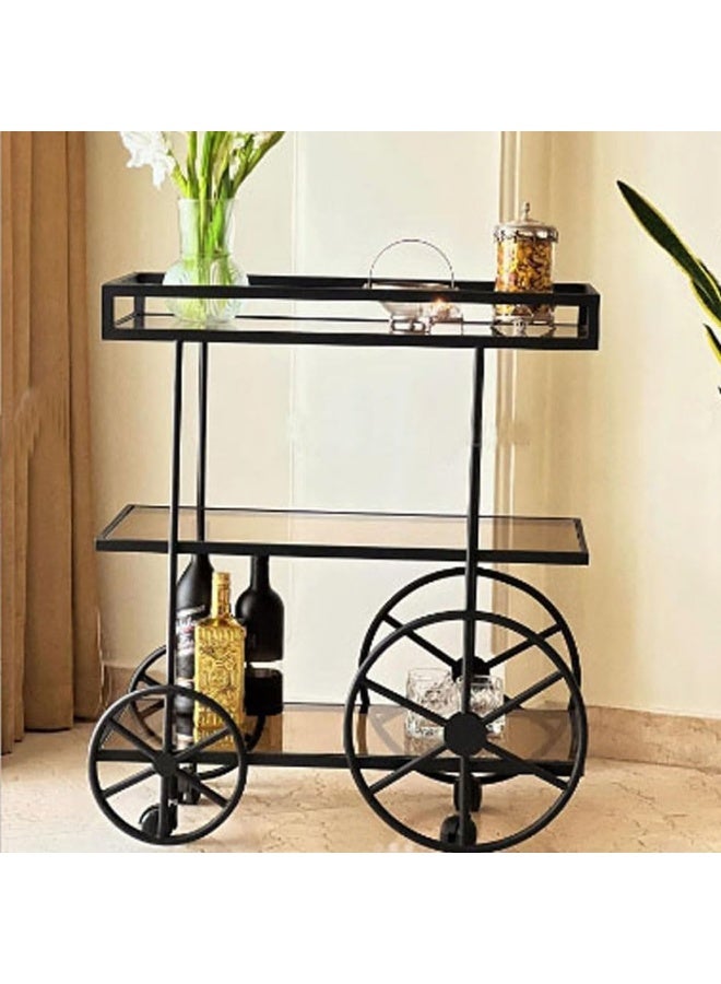 HOME TASTE Stylish And Versatile Elegant Metal Serving Trolley With Lockable Wheels Ideal For Home, Restaurant, And Hospitality Use Style 5, Small 80X40X90Cm 