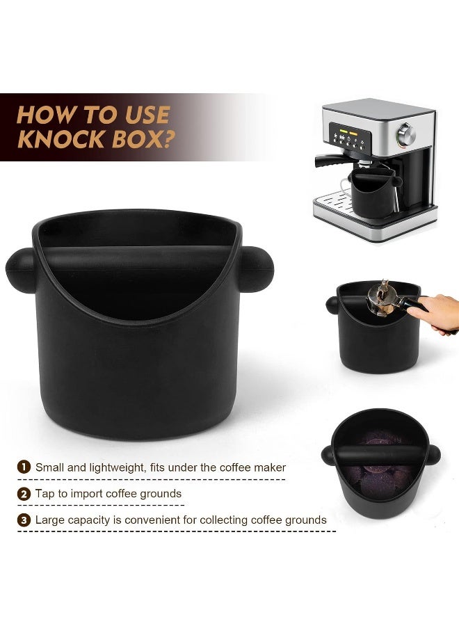 SKY-TOUCH Coffee Grounds Bucket Espresso Knock Box Anti Slip Coffee Grind Dump Bin Waste Bin With Detachable Knock Bar For Home or Coffee Shop, Black  - Image 3