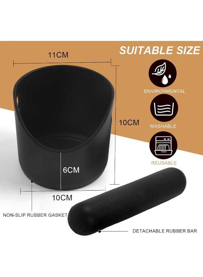 SKY-TOUCH Coffee Grounds Bucket Espresso Knock Box Anti Slip Coffee Grind Dump Bin Waste Bin With Detachable Knock Bar For Home or Coffee Shop, Black  - Image 5