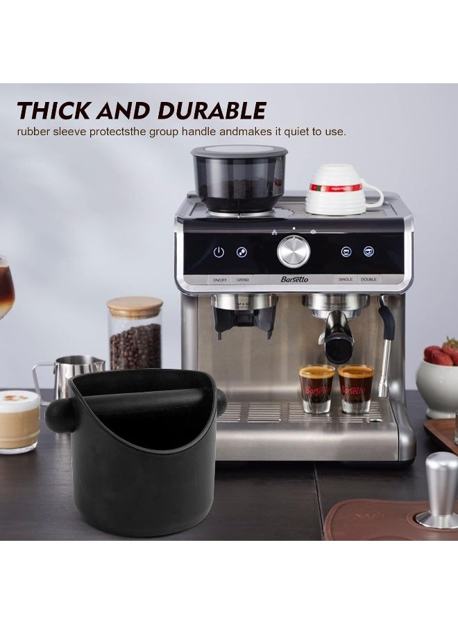 SKY-TOUCH Coffee Grounds Bucket Espresso Knock Box Anti Slip Coffee Grind Dump Bin Waste Bin With Detachable Knock Bar For Home or Coffee Shop, Black  - Image 4