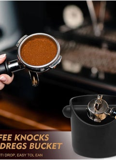 SKY-TOUCH SKY-TOUCH Coffee Grounds Bucket Espresso Knock Box Anti Slip Coffee Grind Dump Bin Waste Bin With Detachable Knock Bar For Home or Coffee Shop, Black  - Image 2