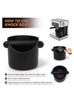 SKY-TOUCH SKY-TOUCH Coffee Grounds Bucket Espresso Knock Box Anti Slip Coffee Grind Dump Bin Waste Bin With Detachable Knock Bar For Home or Coffee Shop, Black  - Image 3