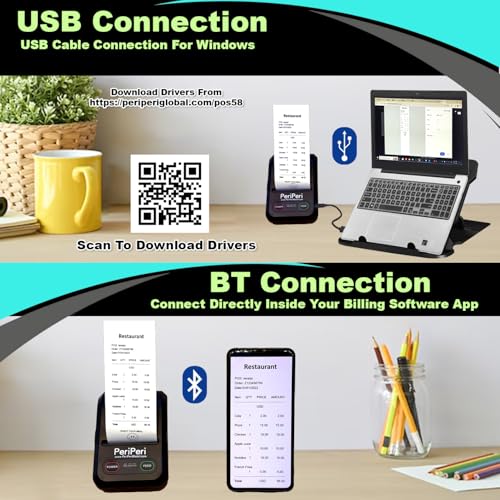 PeriPeri POS58 with Case 2Inch USB+Bluetooth Receipt Printer | Inbuilt 2000 Mah Battery | Inbuilt Beeper | 1 Year Warranty | Compatible with Android, iOS & Windows (Printer with Leather Cover) - Image 3