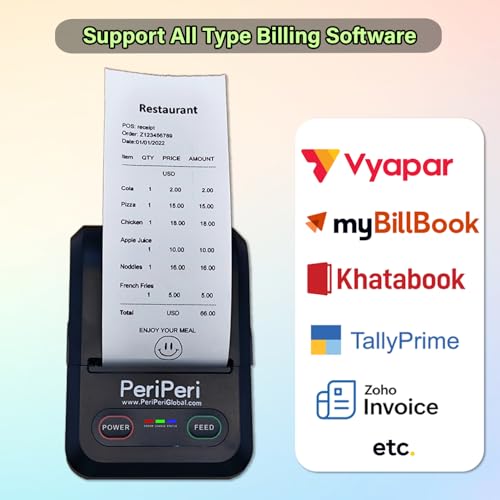 PeriPeri POS58 with Case 2Inch USB+Bluetooth Receipt Printer | Inbuilt 2000 Mah Battery | Inbuilt Beeper | 1 Year Warranty | Compatible with Android, iOS & Windows (Printer with Leather Cover) - Image 5