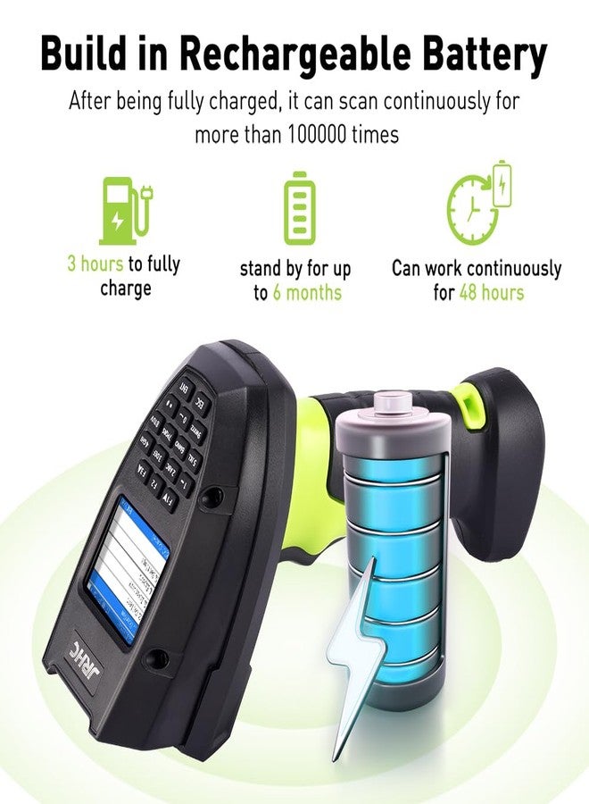 JRHC 2D Wireless Barcode Scanner, Portable Inventory Scanner & Data Collector with 2.0 Inch LCD Screen and 2.4G Wireless Dongle Built in Stand for Warehouse, Express, Library,Pharmacy,Supermarket - Image 4