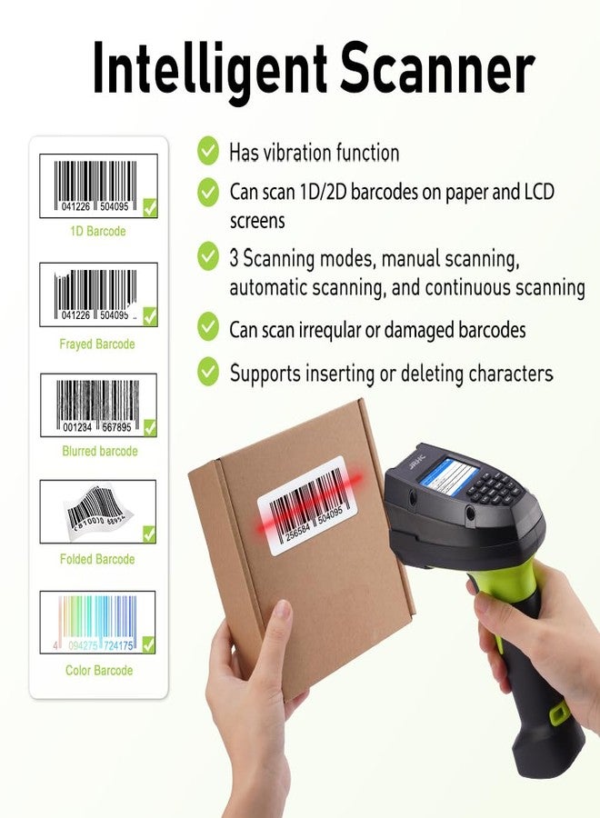 JRHC 2D Wireless Barcode Scanner, Portable Inventory Scanner & Data Collector with 2.0 Inch LCD Screen and 2.4G Wireless Dongle Built in Stand for Warehouse, Express, Library,Pharmacy,Supermarket - Image 3