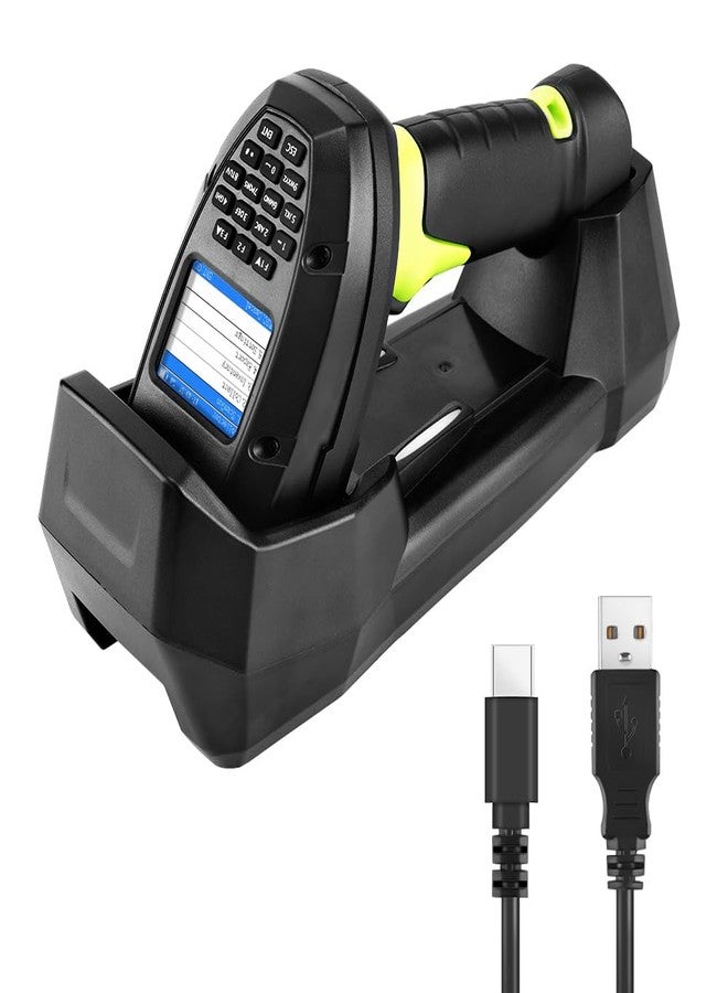JRHC 2D Wireless Barcode Scanner, Portable Inventory Scanner & Data Collector with 2.0 Inch LCD Screen and 2.4G Wireless Dongle Built in Stand for Warehouse, Express, Library,Pharmacy,Supermarket - Image 1