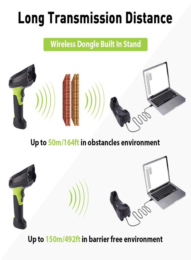 JRHC 2D Wireless Barcode Scanner, Portable Inventory Scanner & Data Collector with 2.0 Inch LCD Screen and 2.4G Wireless Dongle Built in Stand for Warehouse, Express, Library,Pharmacy,Supermarket - Image 5
