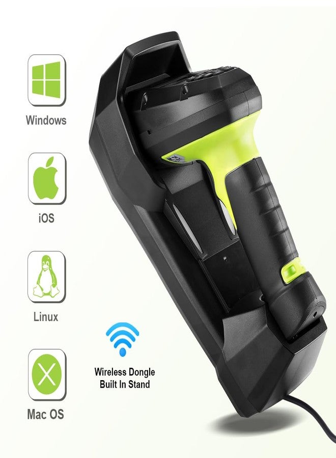 JRHC 2D Wireless Barcode Scanner, Portable Inventory Scanner & Data Collector with 2.0 Inch LCD Screen and 2.4G Wireless Dongle Built in Stand for Warehouse, Express, Library,Pharmacy,Supermarket - Image 2