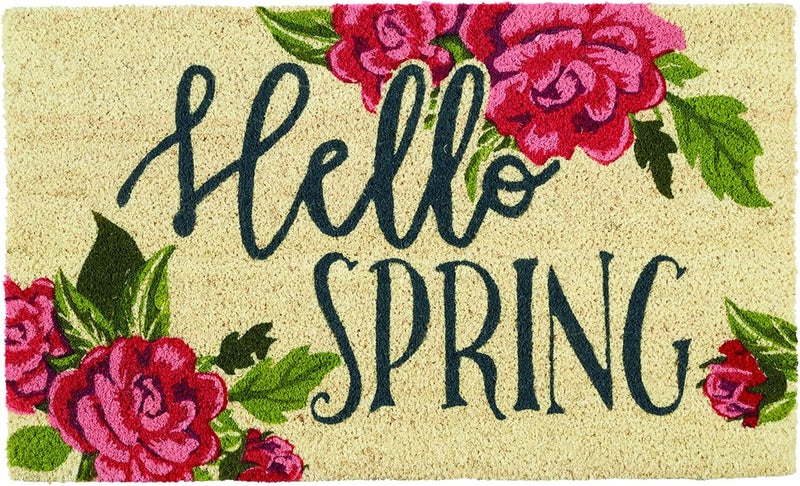 DII Natural Coir Doormat, Decorative Hello Mat, 17x29, Hello Spring - Image 1