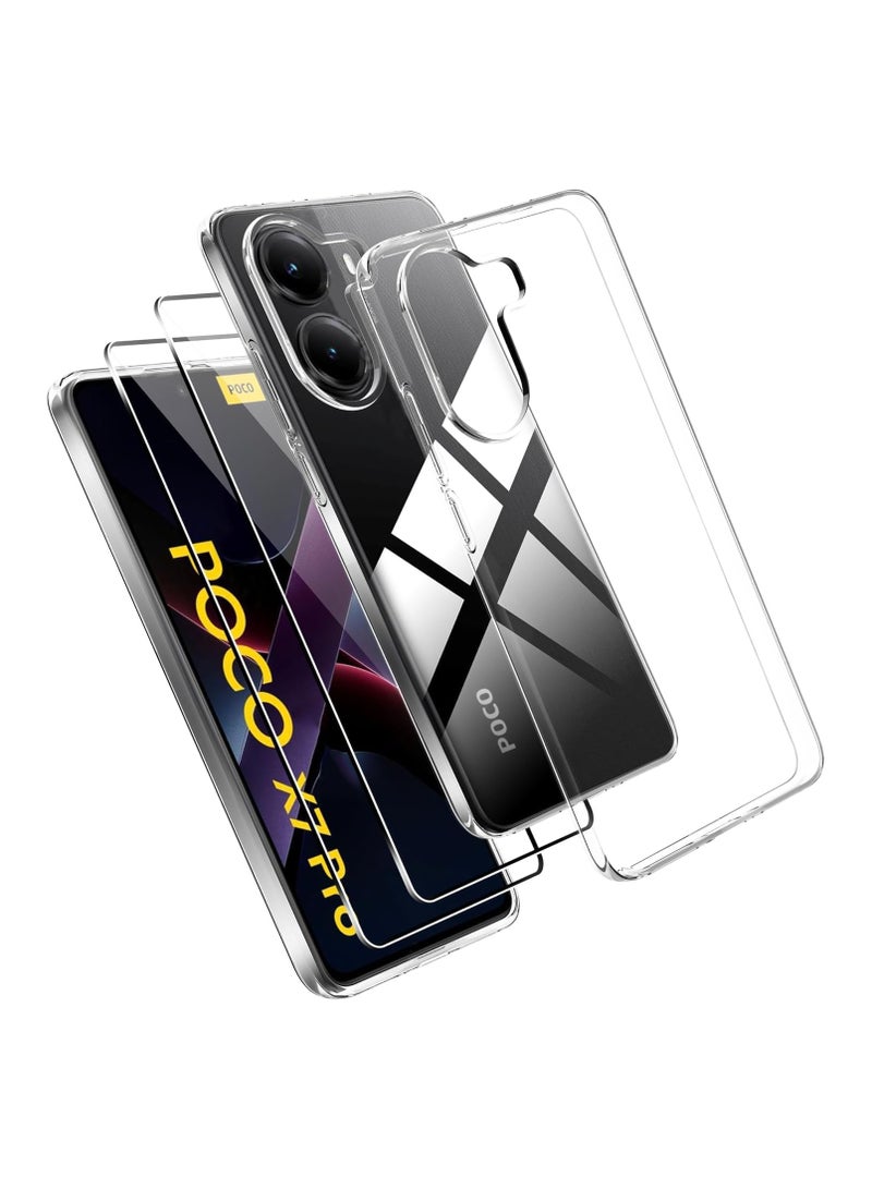 general 【1+2】 Redmi Turbo 4 5G / Xiaomi Poco X7 Pro 5G Transparent Protective Case with Screen Protector 【2 pieces】, 360-degree protection - shockproof, slim, anti-yellowing, transparent protective case - Image 1