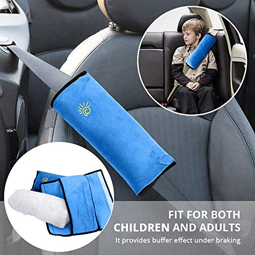 COFFLED 2PC Blue Seat Belt Pillow for Kids, Baby Seatbelt Pillow, Carseat Pillow Protector for Toddler Travel, Kids Travel Seat Belt Pillow, Seatbelt Strap Covers for Child Infant - Image 2