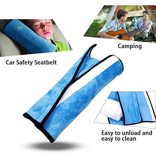 COFFLED 2PC Blue Seat Belt Pillow for Kids, Baby Seatbelt Pillow, Carseat Pillow Protector for Toddler Travel, Kids Travel Seat Belt Pillow, Seatbelt Strap Covers for Child Infant - Image 4