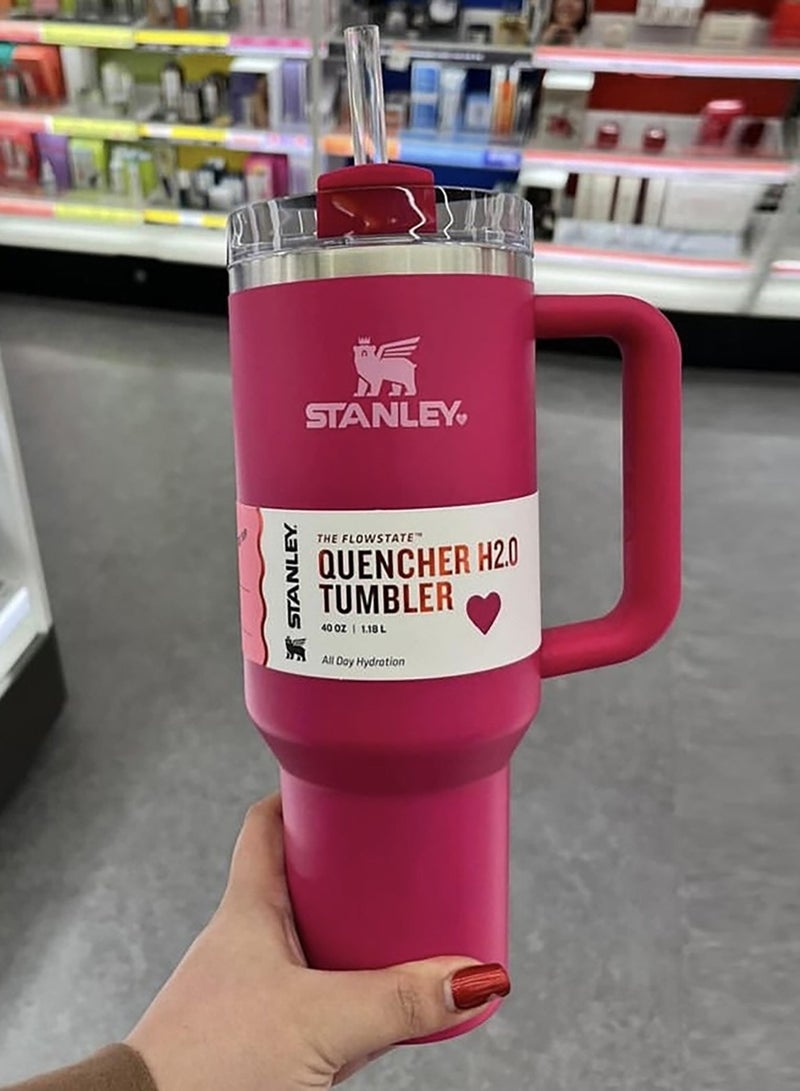 ستانلي كوب Quencher H2.0 FlowState المصنوع من الفولاذ المقاوم للصدأ معزول بالفراغ مع غطاء وقشة للمياه والشاي المثلج أو القهوة والعصائر والمزيد، سعة 40 أونصة - Image 1