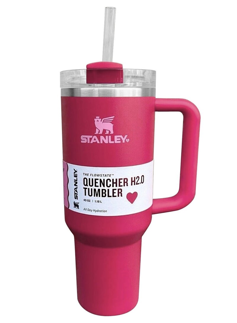 ستانلي كوب Quencher H2.0 FlowState المصنوع من الفولاذ المقاوم للصدأ معزول بالفراغ مع غطاء وقشة للمياه والشاي المثلج أو القهوة والعصائر والمزيد، سعة 40 أونصة - Image 2