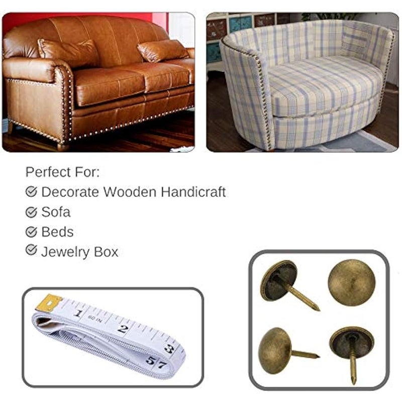 - Upholstery Tacks, 100 Pack, Furniture Tacks, Decorative Nail Heads, Upholstery Tacks for Furniture, Decorative Tacks, Upholstery Tools, Upholstery Nails, Antique Furniture, Brass Tacks - Image 3